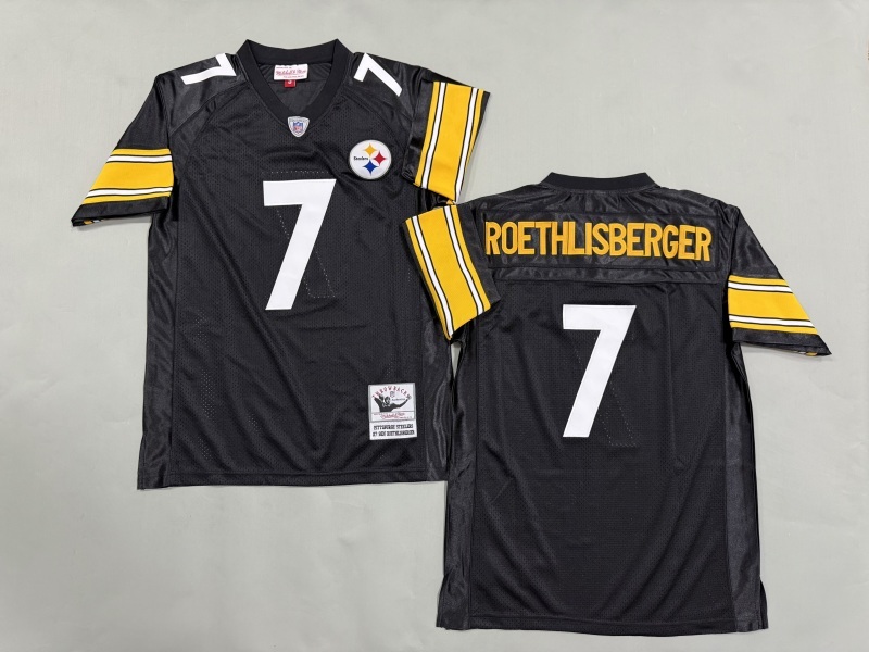 Men 2025 Pittsburgh Steelers 7 Roethlisberger black Throwback Limited NFL Jersey style 004
